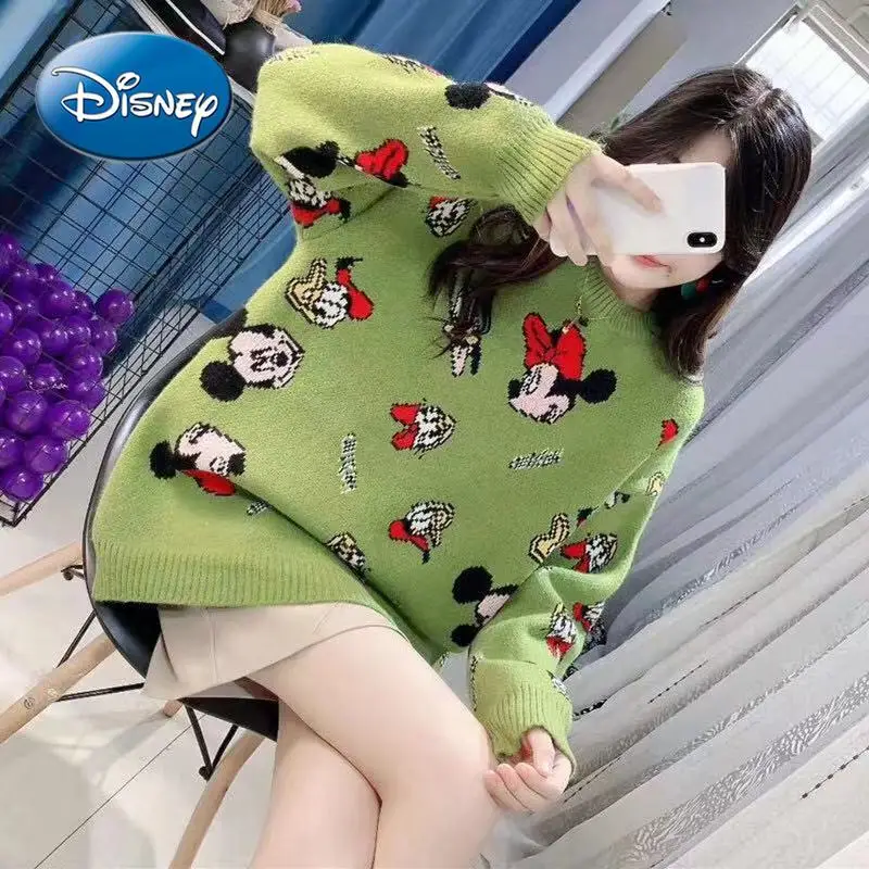 

Disney осень и зима Новый Свободный вязаный свитер с Микки-Маусом для девочек свитер Круглый воротник Студенческая куртка свитера для женщин