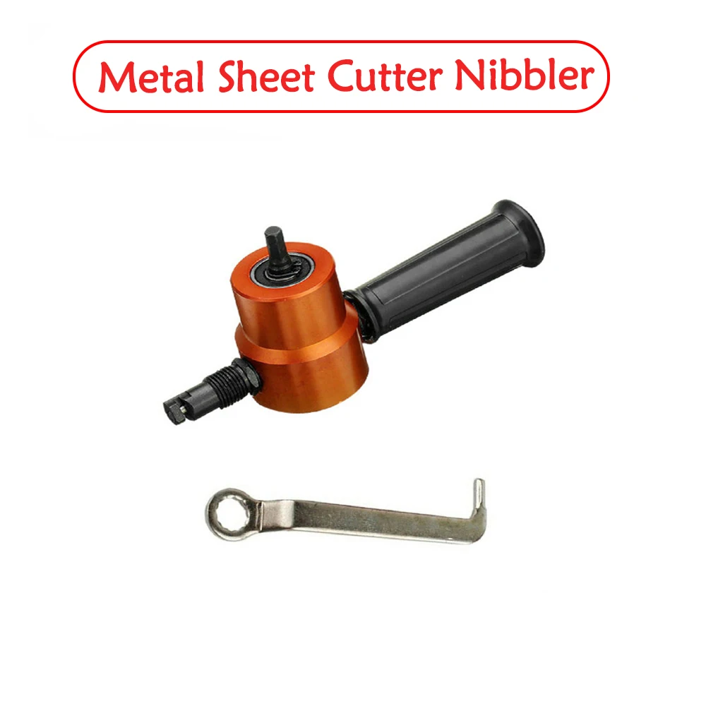

Sheet Metal Cutting Nibbler Double Headed Metal Saw Cutter Drill Attachment 360 Degree Adjustable with Extra Punch Cutting Tools