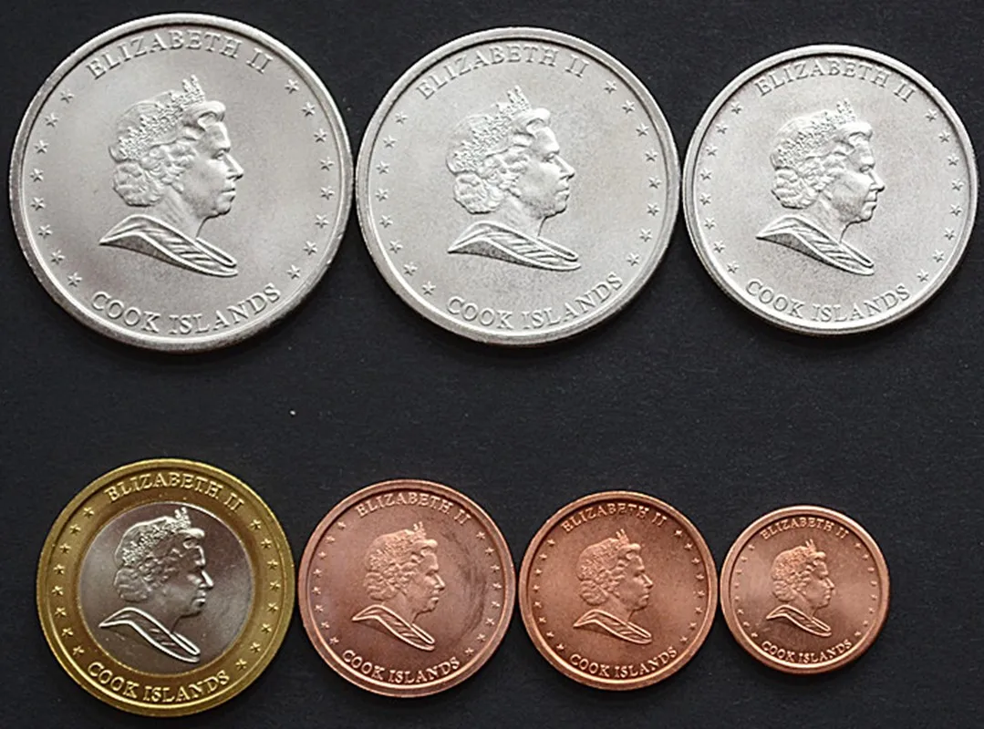 Набор из 7 монет Острова Кука серия Queen Океания Коллекция 100% настоящих
