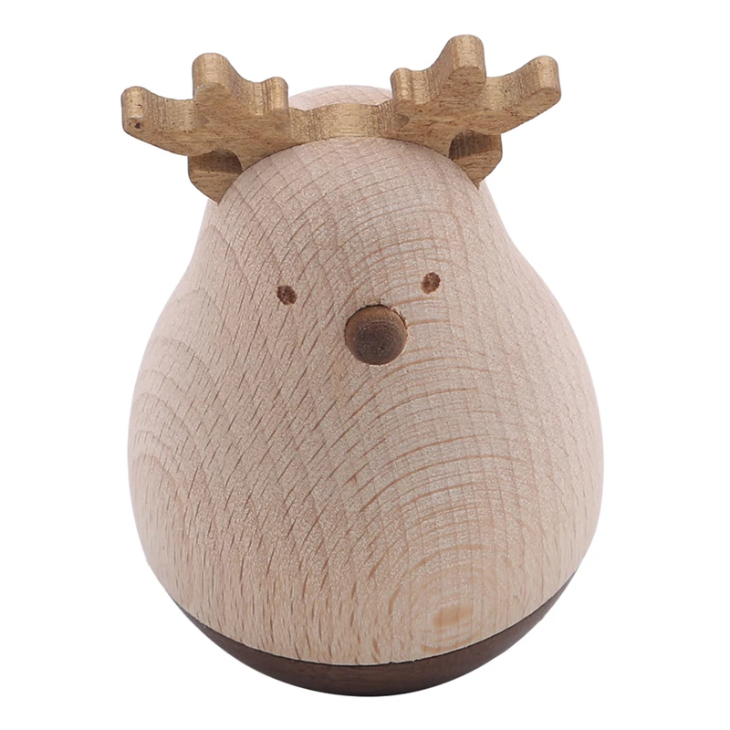 

Funny Wooden Animal Tumbler Ornament Beech Room Decor Home Office Accessories Decoration Cute Wood Tumbler Gift