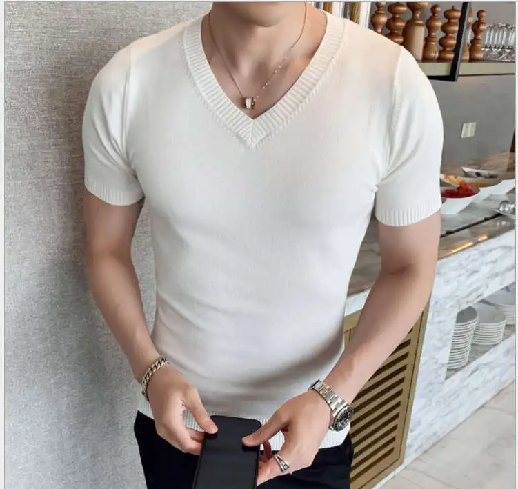 

Men's short sleeve t-shirt summer trend handsome casual half sleeve 2218