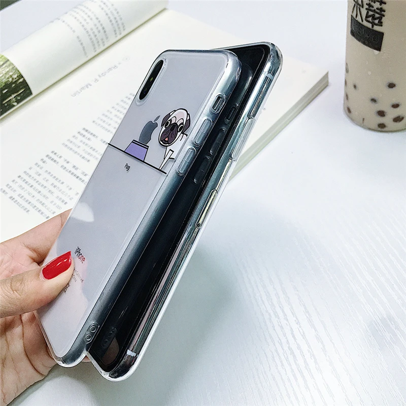 Креативный веселый рисунок питомца собаки на чехле для телефона Apple для iPhone 6 6S 7 8 PLUS X XR XS MAX, противоударный, полностью прозрачный.