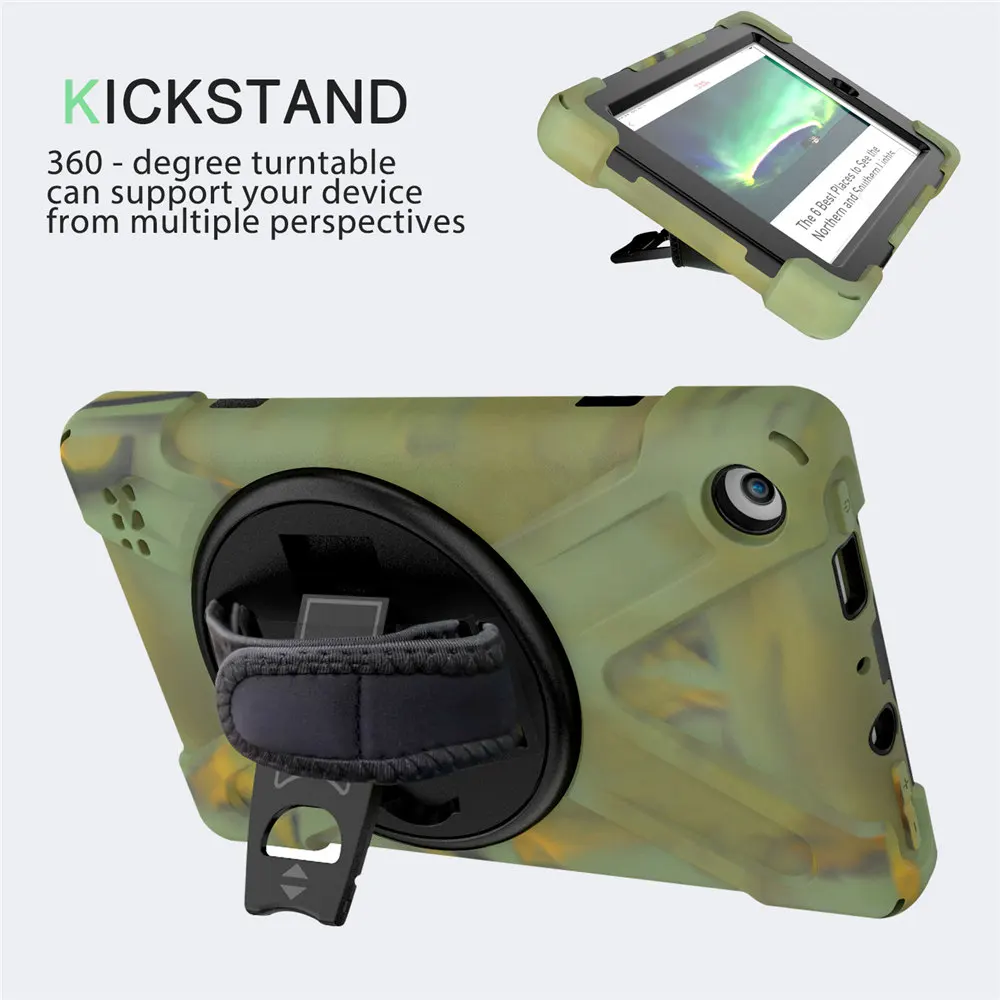 Силиконовый чехол для планшета с вращением на 360 градусов Amazon Kindle Fire 7 2017 2019 3 слоя