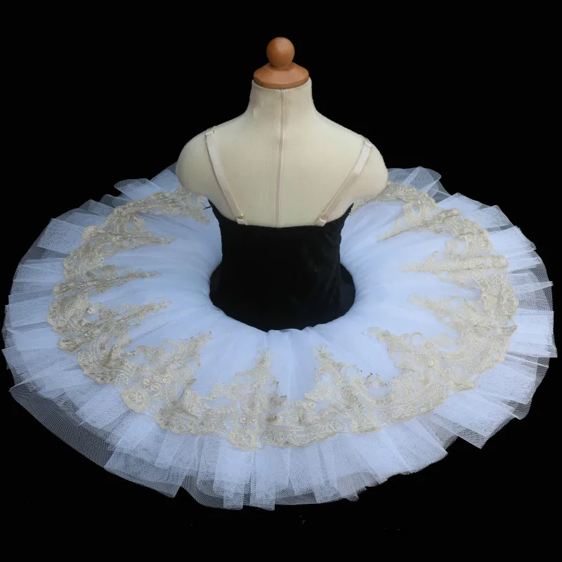 Новинка детский черный топ белая юбка балетное платье блинная юбка-пачка с