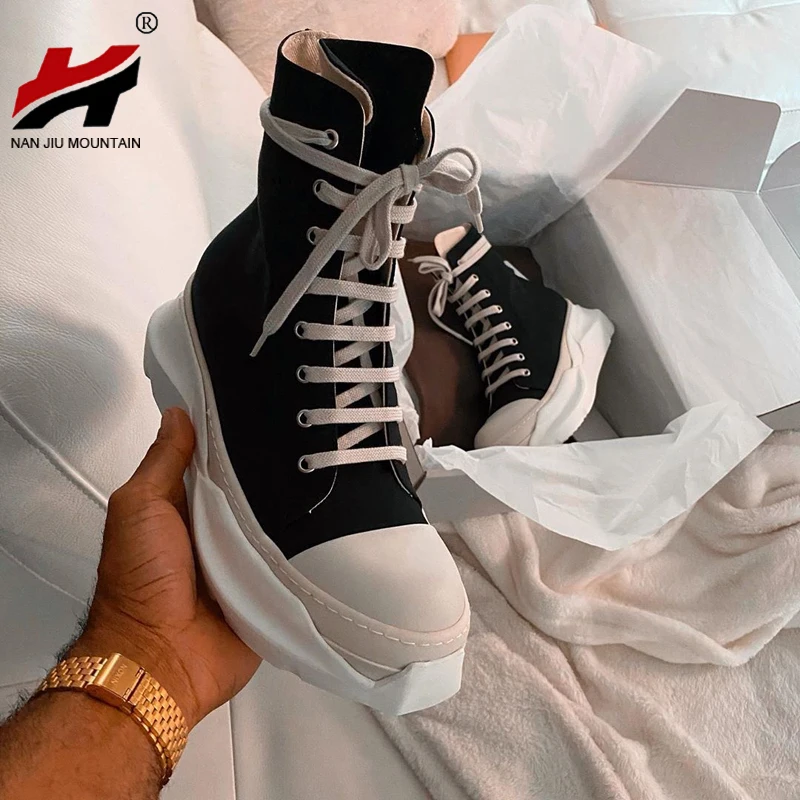 2020 High-Top Canvas Shoes Platform Plus Velvet Women Flat Side Zipper | Обувь