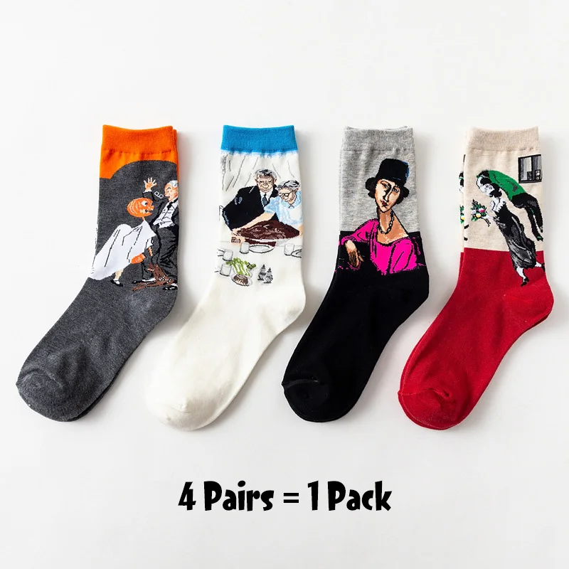 4 пары счастливых носков астронавты кукурузы арбуз полоски Британский ветер хит