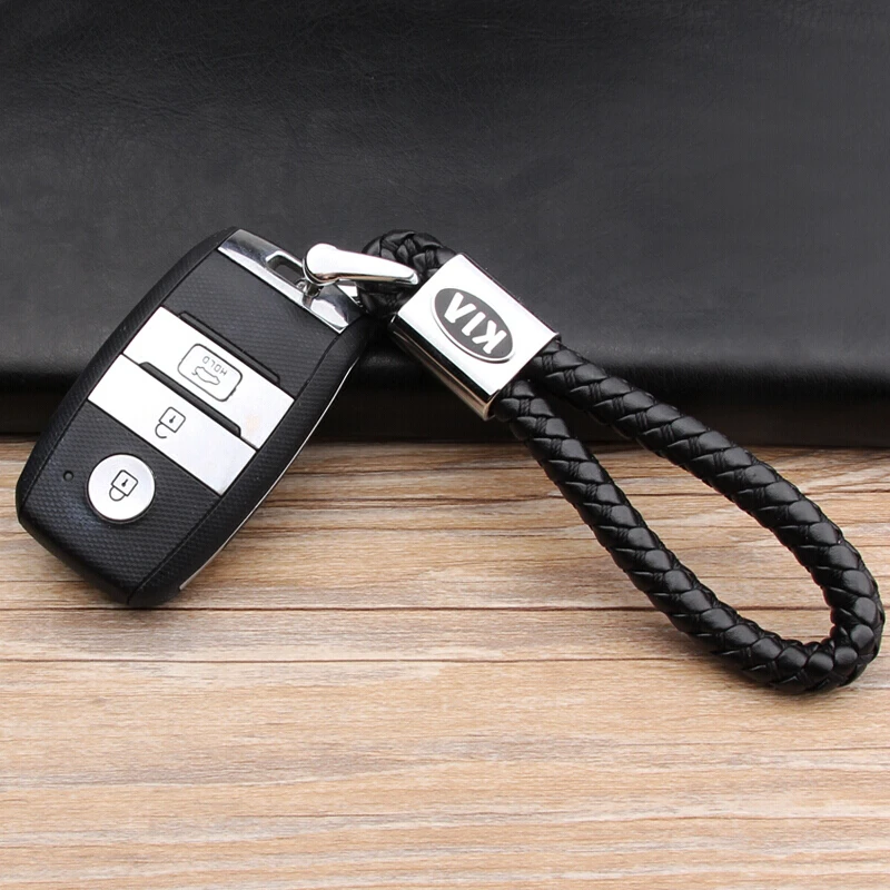 1 шт. кожаная плетеная веревка автомобильный брелок для Kia значок мужчин и женщин