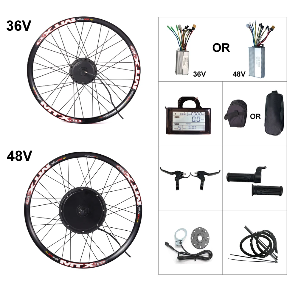 Комплект для электровелосипеда MTB 36 В 250 Вт 350 500 1000 1500 48 с MTX ободом и ЖК дисплеем SW900