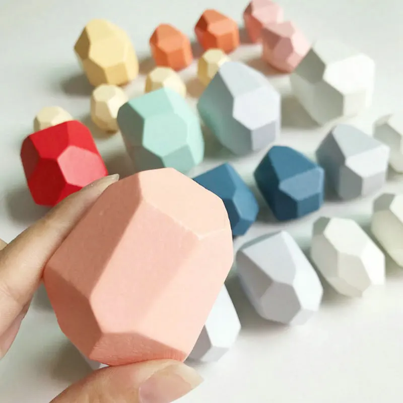 

Creative DIY toys Rainbow/Gradients colour/Log colour stone building blocks toys for children stacking toy wooden naturall stone
