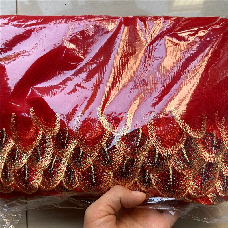 NLI LY Тюлевая сетчатая красного цвета с вышивкой и золотистый черный полиэстер