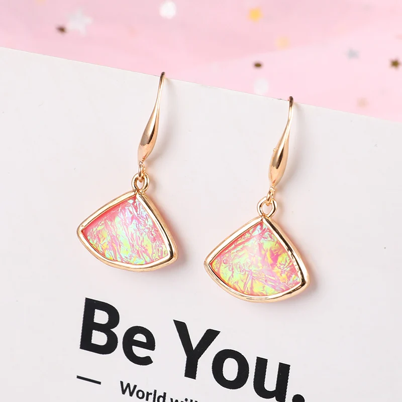 

Korean Colorful Opal Water Drop Earrings for Women Irregular Transparent Fashion Crystal Glass Design Statement Ear Jewelry Gift