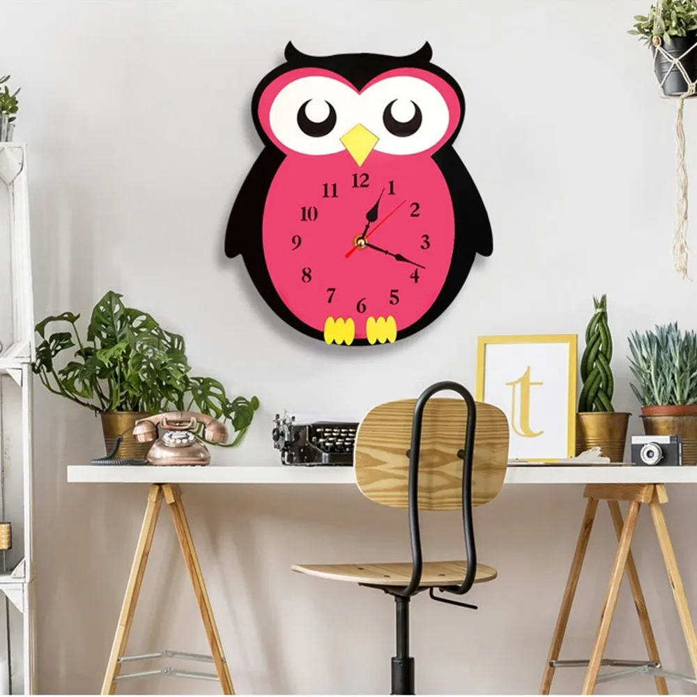 Мультфильм DIY Сова настенные часы мультфильм тихие стены дома украшение для