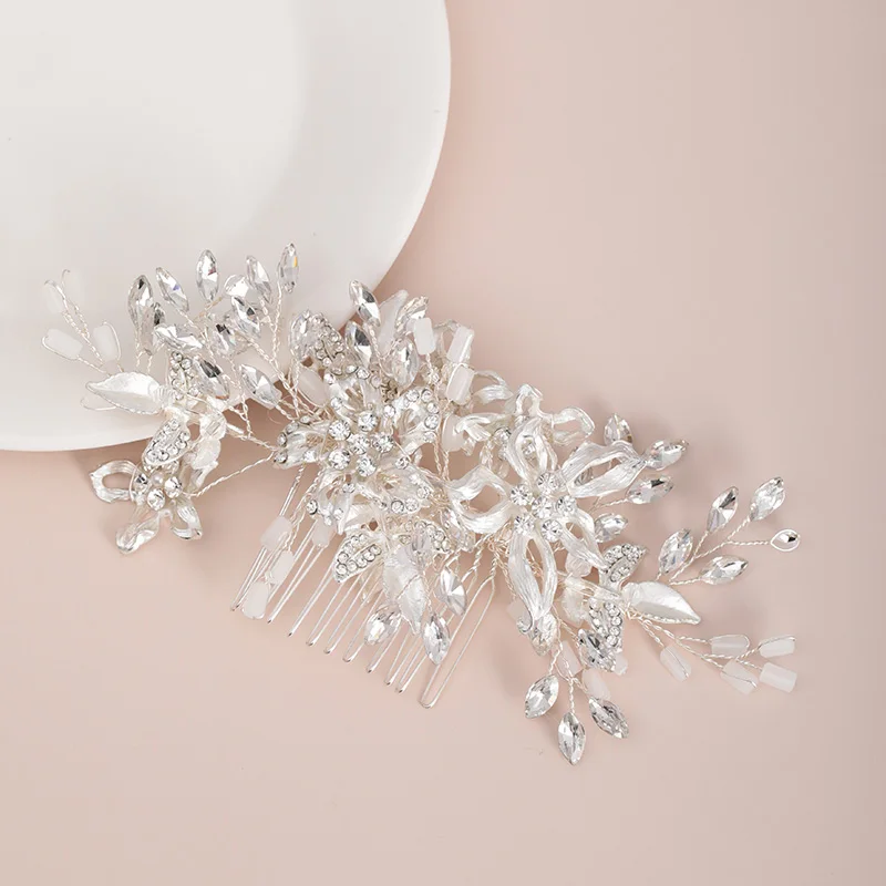 Хрустальный цветок свадебные гребни невесты искусственные жемчужные Заколки