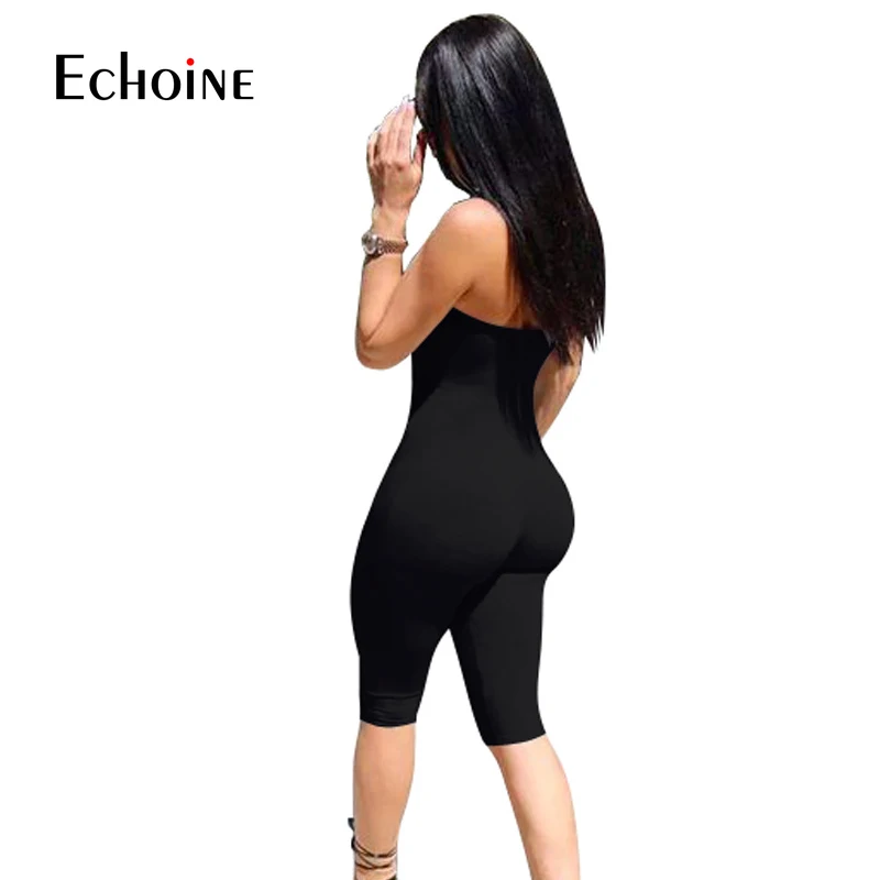 Echoine летнее сексуальное платье без бретелек Твердые спандекс Комбинезоны с