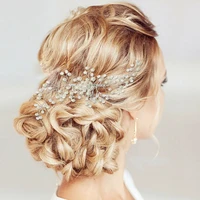 simulated pearl beautiful wedding dress hair accessories headpiece crystal hair comb clips for women bridal headdress