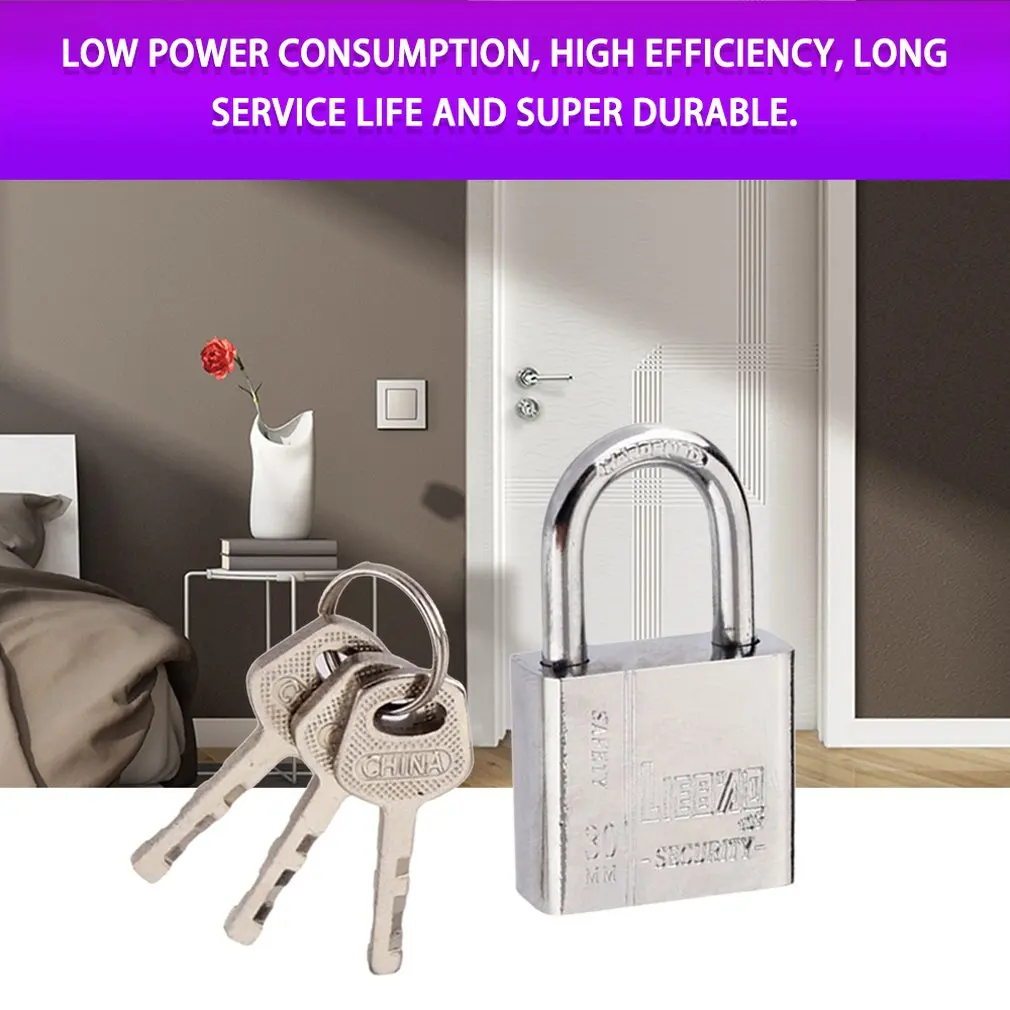 

3 Keys Padlock Heart shape Locks Stainless Steel Durable Use Heavy Duty High Security Solid Lock Door Gate Box Safety