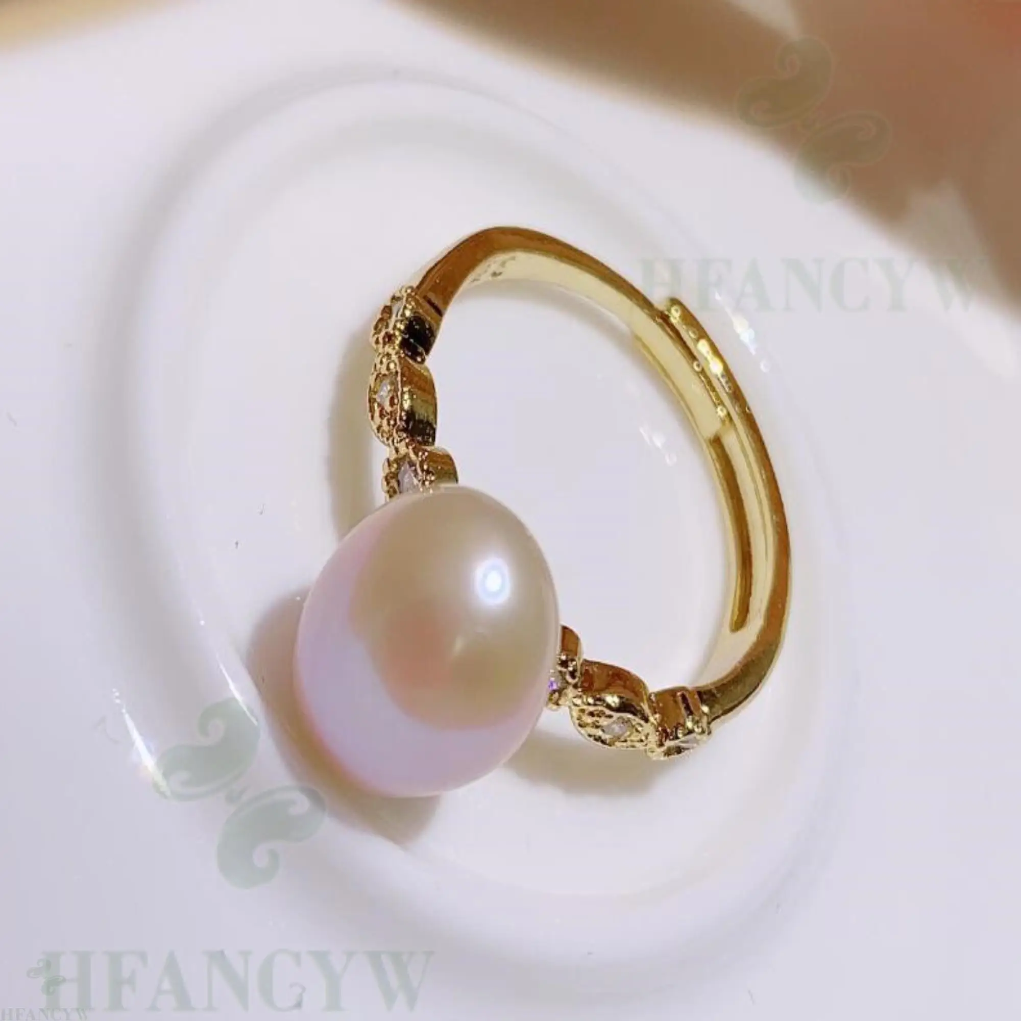 Розовое барокко жемчужное открытое регулируемое Золотое кольцо безупречные