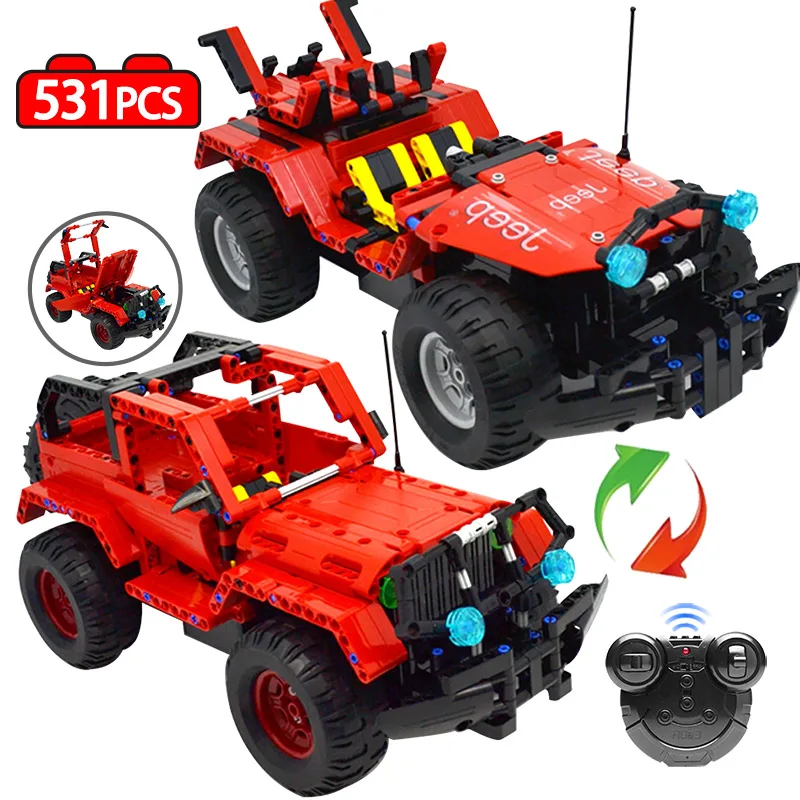 2 в 1 531 шт. RC Jeep Wrangler модель строительные блоки высокотехнологичных пульт