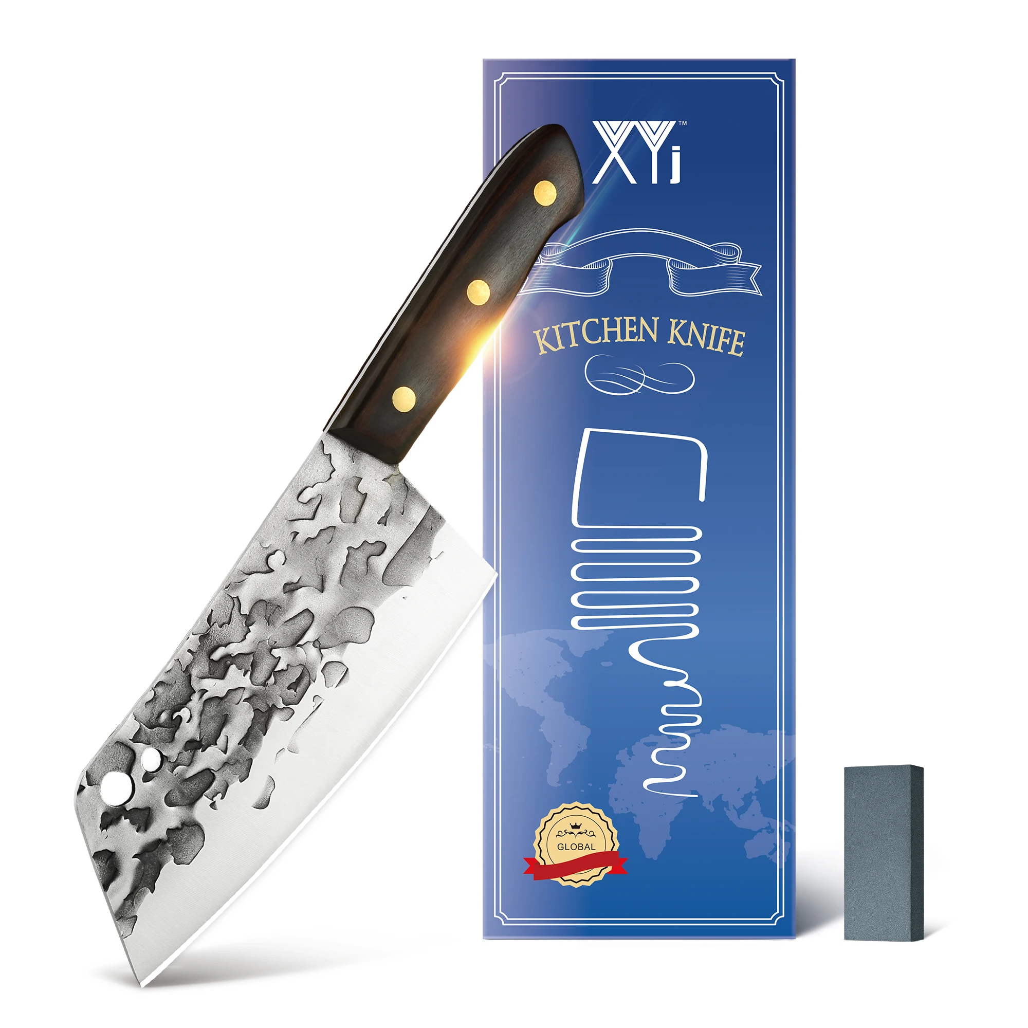 

Китайский кухонный нож XYJ Full Tang, лампа для резки овощей, мяса, фруктов, чеснока, широкое лезвие, измельчитель, ножи в подарочной коробке