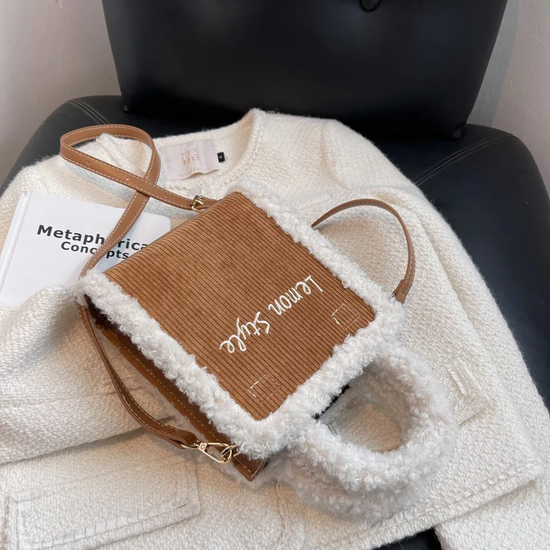 

New Bag For Women Plush Bag Personality Simple Letter Fashion Korean Bag 2021 Portable Fashion Single Shoulder Messenger Bag