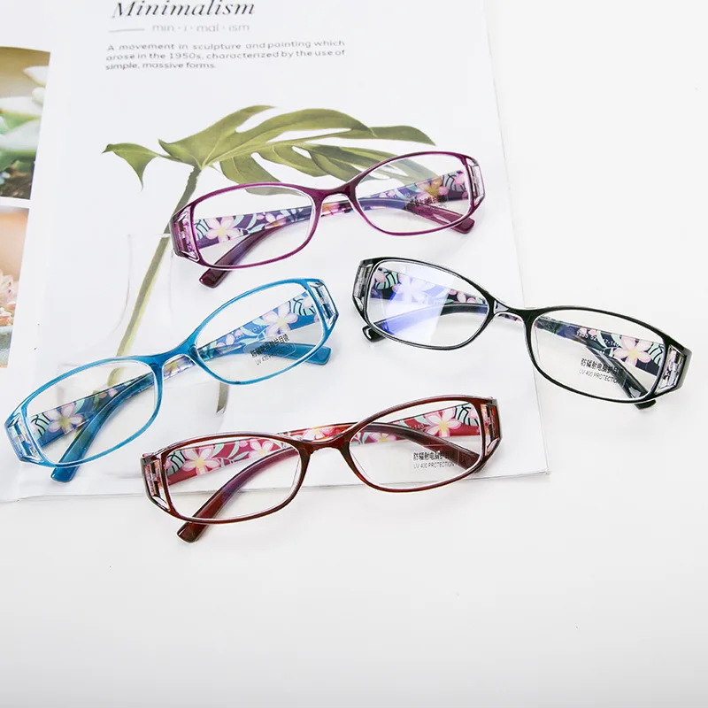

Women Anti Blue Light Reading Glasses Flower Leg Men Rectangle Black Fashion Eyewar Light Presbyopic Glasses Fast Shipping