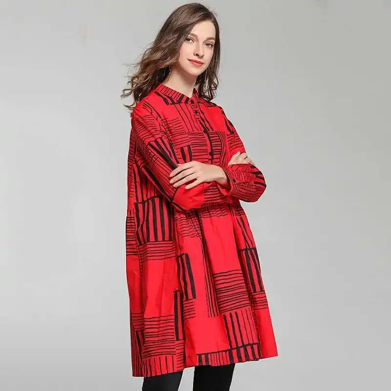 Блузка женская с принтом воротником-стойкой и длинным рукавом оверсайз весна 2020 |