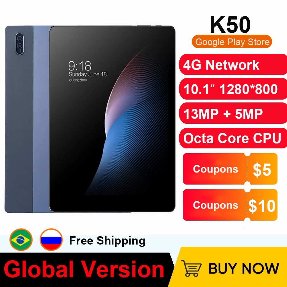 Nenmone K50 New Arrival Android Cheap Tablet 10.1 Octa Core 4GB RAM 13MP+5MP 4G LTE Tablet GPS For Kids Gift