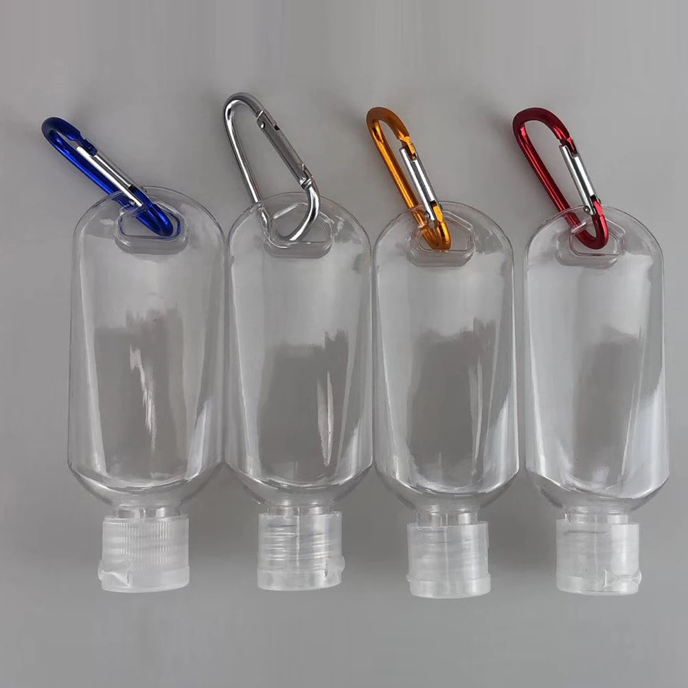 

5pcs 50ml Refillable Bottles with Hook Hand Sanitizer Containers Travel Bottles Alcohol Containers