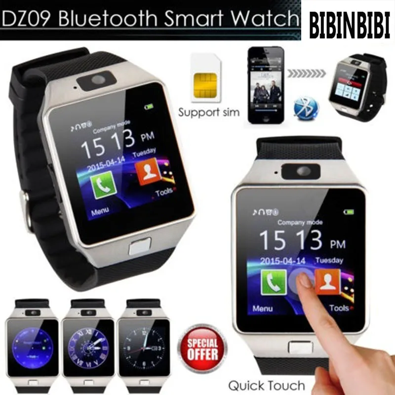 Умные часы DZ09 с шагомером со слотом для Sim-карты Push-сообщения Bluetooth подключение