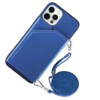 strap case for iphone 12 pro 11 xr x xs max wallet shockproof pu leather stand crossbody necklace cover for iphone 14 13 mini