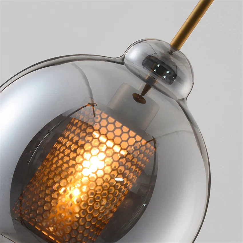 Подвесной светильник Vadim современный дымчато-серый стеклянный подвесной для