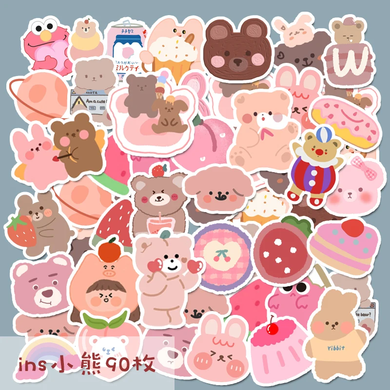 

90 Pcs Cartoon Kawaii Bear Stickers Korean Cute Style Stickers Decoration Journal Scrapbooking Paper Creative Stationary Kawaii