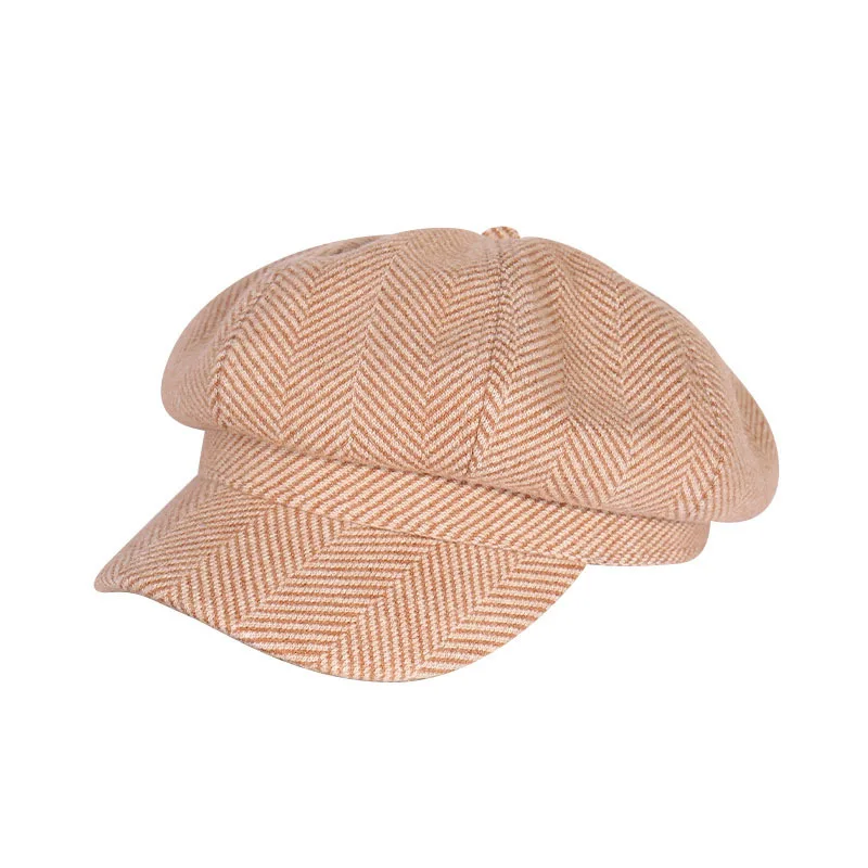 

New Octagonal Cap Outdoor To Keep Warm Autumn Stripe Beret Czapka Dla Dziewczynki Winter Cap Women Boina Hombre Sombrero Mujer