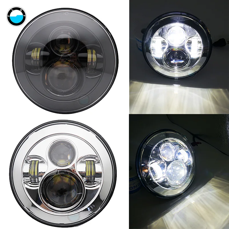 7-дюймовый 60 W DOT SAE E9 мотоцикл фары с углом глаза светодиодные фары 7 дюймов корпус лопасти отделка кольцо