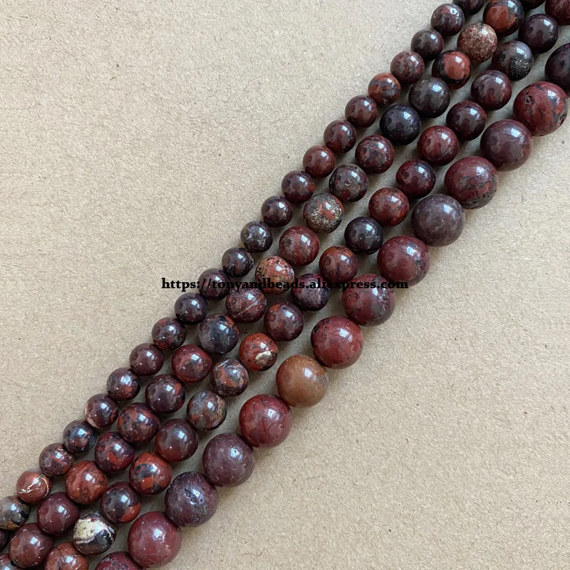 

Natural Stone B Quality Defect Red Brecciated Jasper Round Loose Beads 15" Strand 4 6 8 10 12MM Pick Size For Jewelry Making DIY
