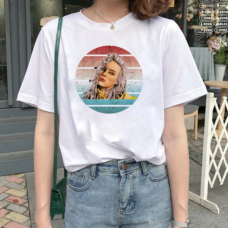 4016 Billie Eilish Harajuku графическая модная футболка для женщин 90s хип-хоп Ullzang футболка Bad Guy забавная футболка buy Friend Топ Футболка женская - Цвет: 4016