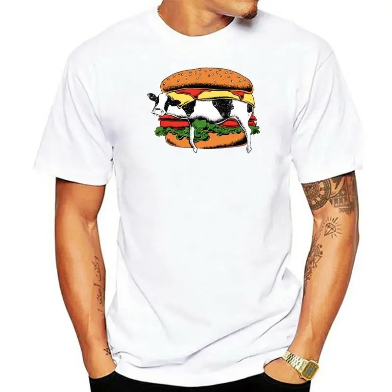 

Burger Cow T-Shirt White fast food kuh rind fleisch hack