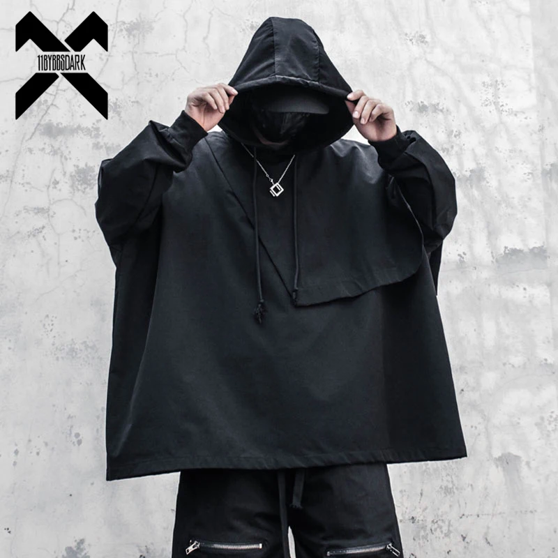 

Толстовка мужская, хип-хоп, с рукавом летучая мышь, Черная