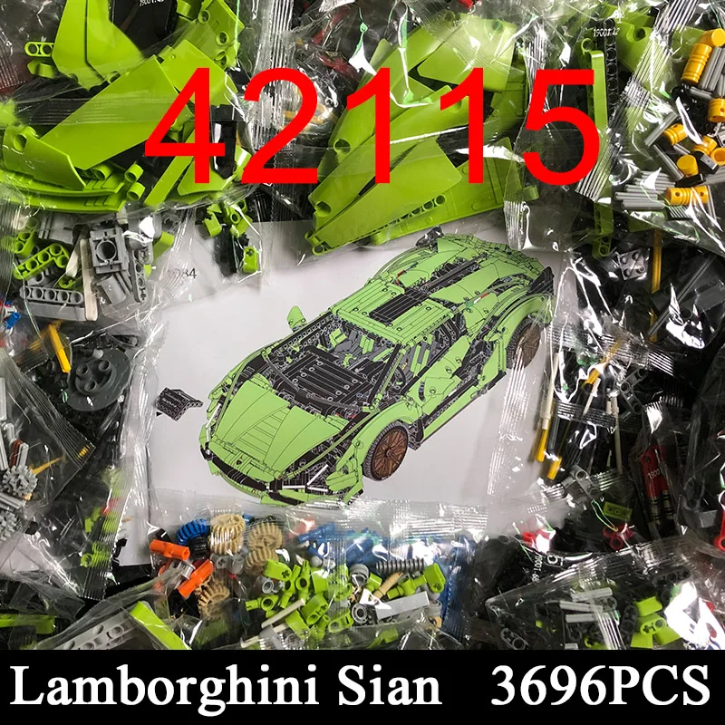 

2021 MOC 3696pcs Bricks Technical Car Toys lamborghini sian 42115 Building Block Super Racing Vehicle Model Gift For Boyfriend