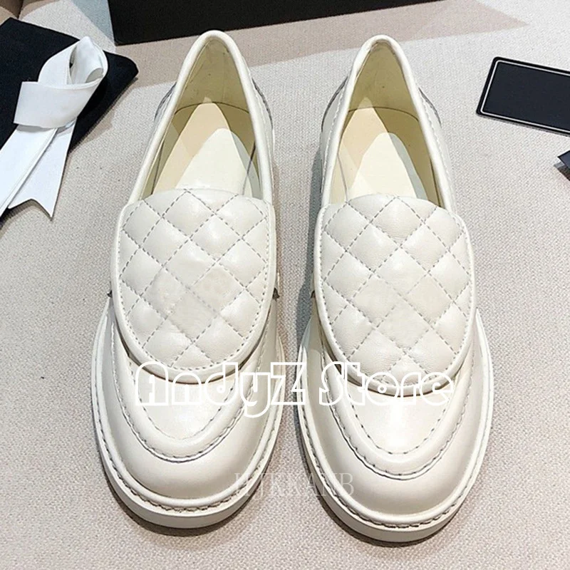 

Fashion Loafers Women Genuine Leather Shallow Mouth Flat Casual Shoes British Style All-match Street Single Shoes Female AD263
