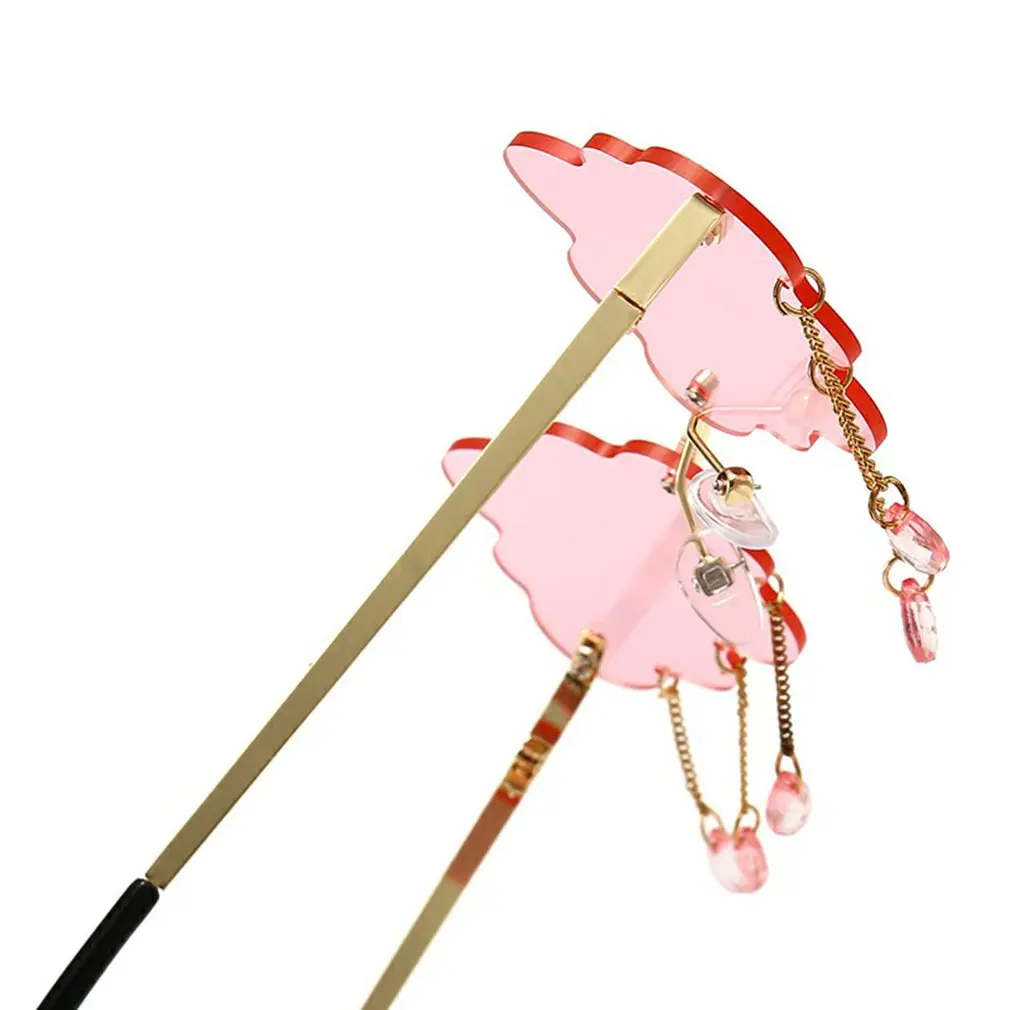 Солнцезащитные очки унисекс без оправы модные винтажные в стиле ретро с облаками