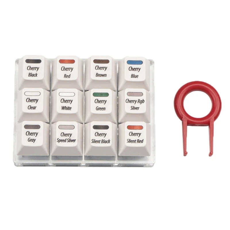 

White Keycaps Testing Tool Cherry 12 MX Switches Keyboard Tester Kit Clear Keycaps Sampler PCB Mechanical Keyboard