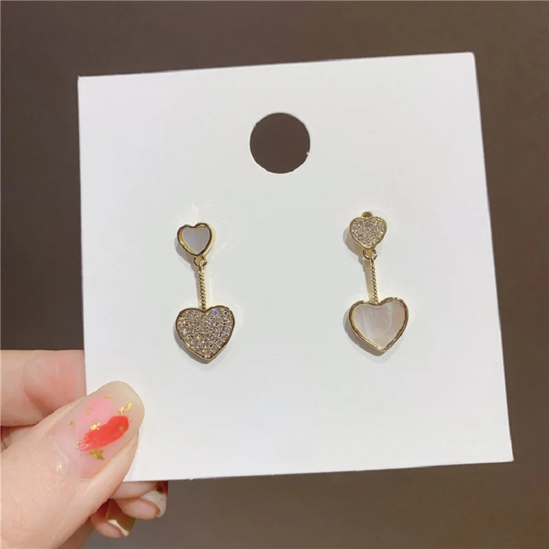 

2020 New Fahion Women's Earrings Fine Cute Sweet Heart Zircon Earrings for Women Bijoux Korean Girl Party Jewelry Gift Wholesale