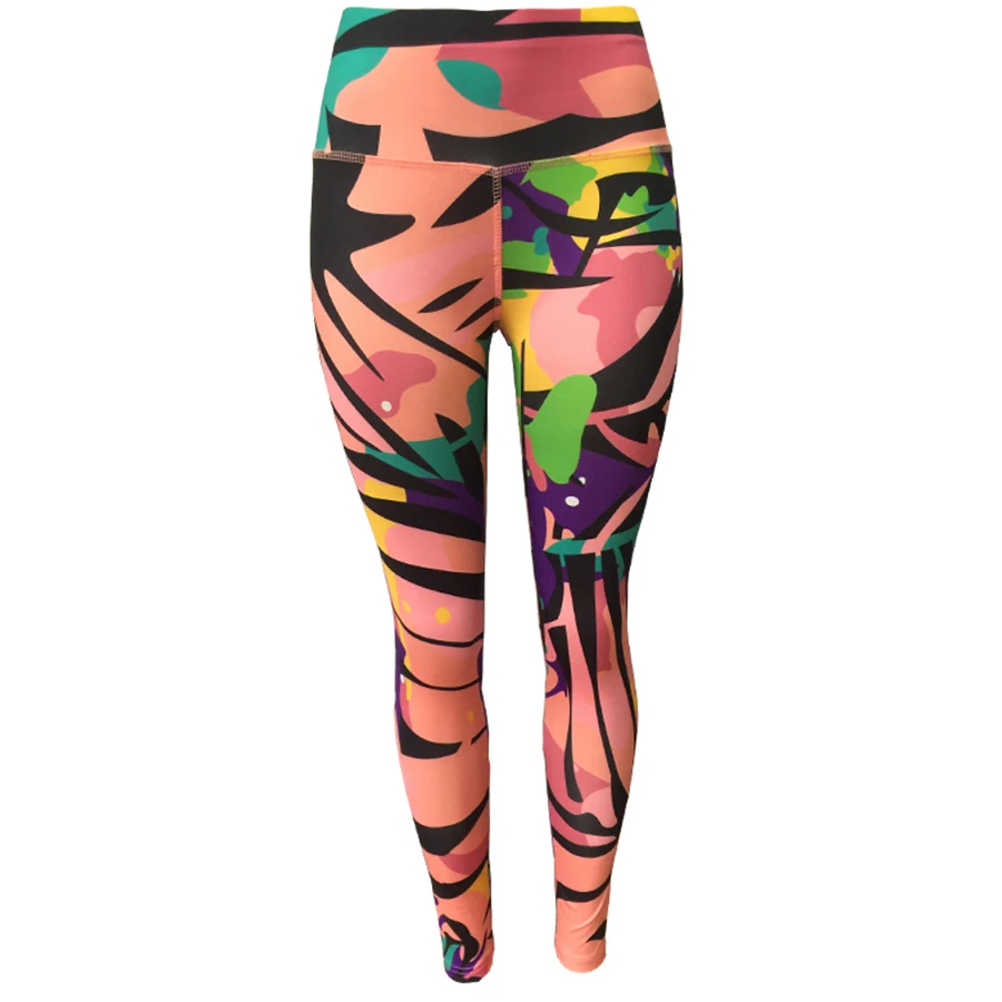 Женские сексуальные эластичные спортивные брюки с принтом штаны для йоги