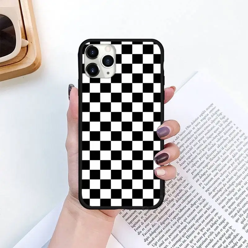 

Black and white checkerboard Phone Case for iPhone 11 12 pro XS MAX 8 7 6 6S Plus X 5S SE 2020 XR mini