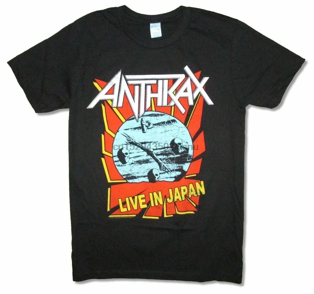 Черная футболка с черепами Anthrax Live в Японии новинка Официальный Merch Soft(1)|Мужские