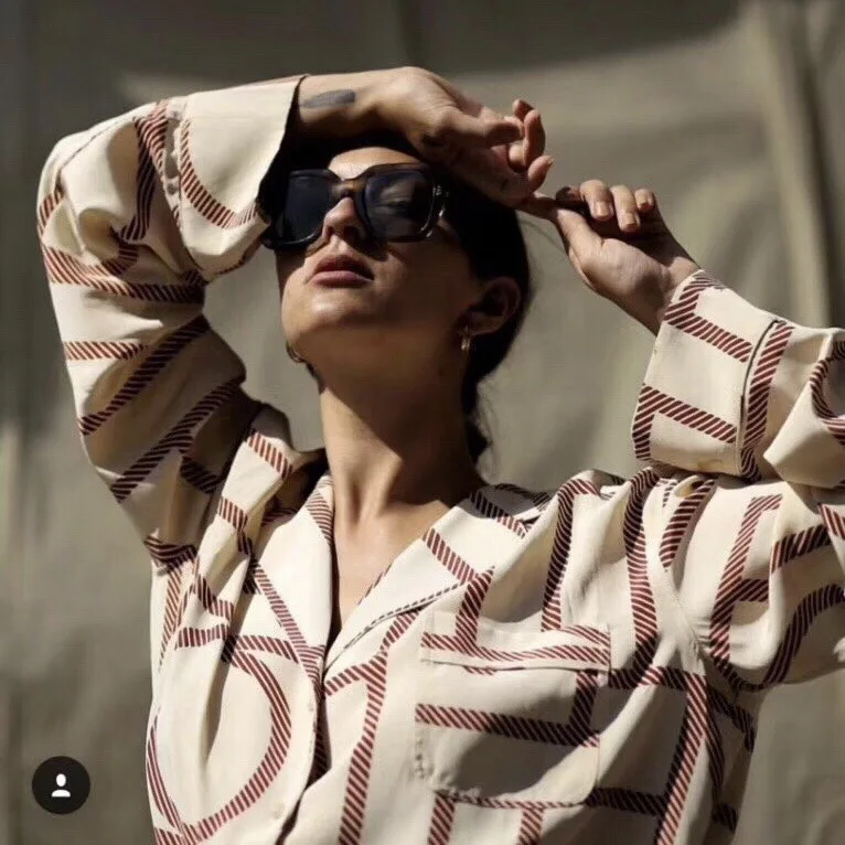 

Spring and 2021 Summer New Women Shirt Suit Collar Print Mid-length Style Commuting Small Fresh Long-sleeved Cardigan