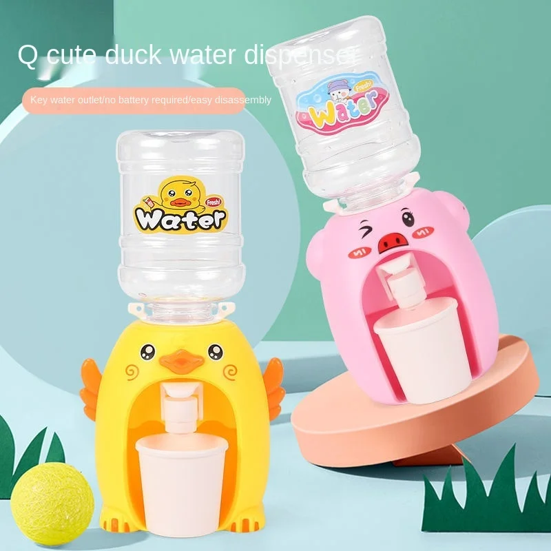 

Play House Toy Mini Water Dispenser Plastic Kettle Beverage Dispenser Press The Water Cute Cartoons Water Bottle for Baby Kids