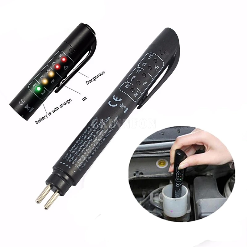 

100Pcs/Lot Auto Car Liquid Testing Brake Fluid Tester Check Car Crake Oil Quality LED Indicator Display For Car Care