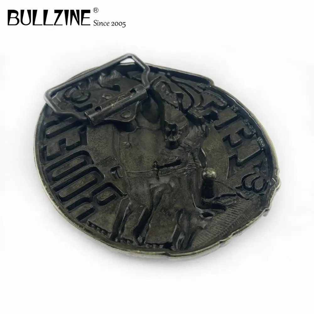 В Bullzine Пряжка для ремней Rodeo с античная латуневая отделка FP 02627 2 подходит детей на